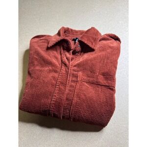 ME+EM Rust Orange Corduroy Snap Front Shirt Cotton Wide Wale Mens Medium